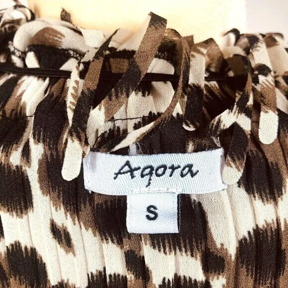 Agora Women's Crinkle Stretch Top with Confetti Fringe Size S 3/4 Sleeve - Picture 9 of 11